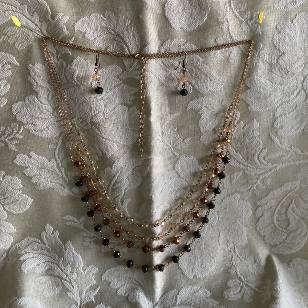 Necklace and Earring Set, Acrylic Beads with Sparkle